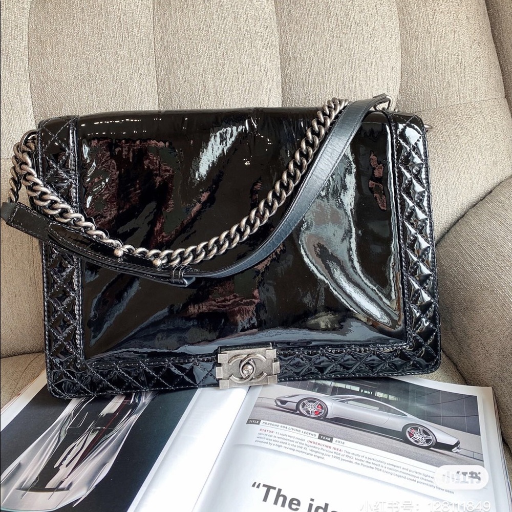 Chanel Reverso Boy Flap Bag Patent Large
